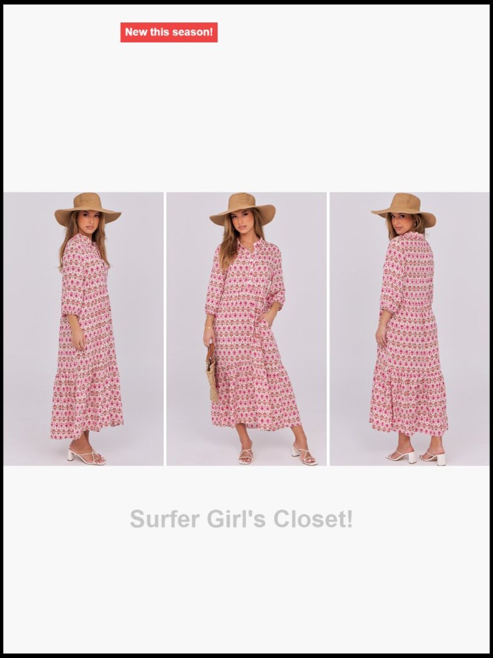 3/4 Puff Sleeve V Neck Floral Print Maxi Dress - Casual Boho - Picture 7 of 7